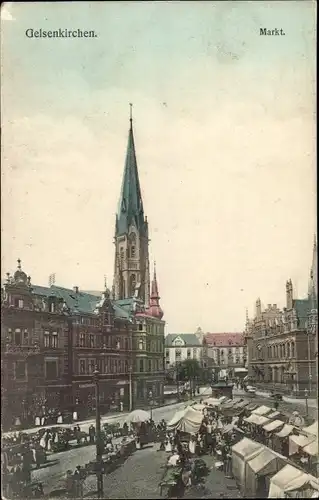 Ak Gelsenkirchen im Ruhrgebiet, Markt