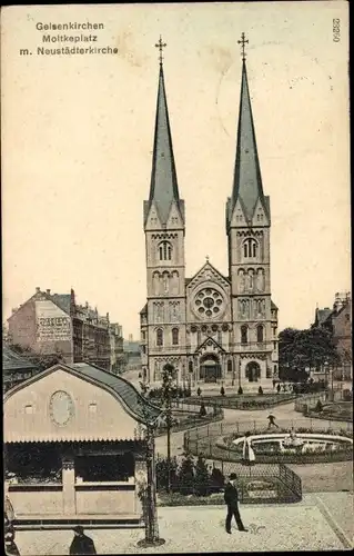 Ak Gelsenkirchen im Ruhrgebiet, Moltkeplatz, Neustädterkirche