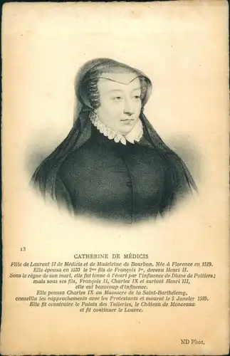 Ak Catherine de Medici, Königin von Frankreich, Portrait