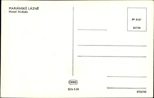 Ak Mariánské Lázne Karlovarský kraj, Hotel Hvezda