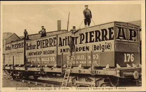 CPA Anvers Anvers Flandre, Expedition 3 cadres sur wagon de 18 metres, Meubles Arthur Pierre