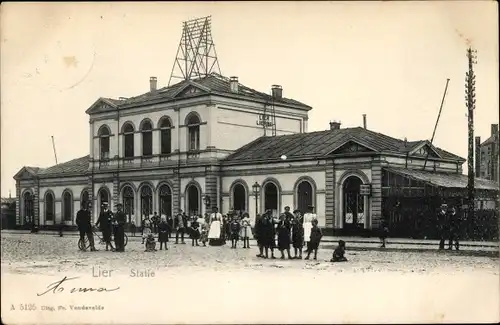 Ak Lier Lierre Flandern Antwerpen, Bahnhof, Außenansicht