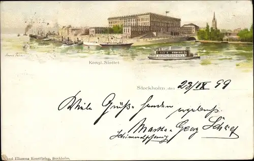 Künstler Litho Talm, A., Stockholm Schweden, Königliches Schloss