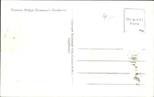 Ak Curaçao, Pontonbrücke, Residenz des Gouverneurs