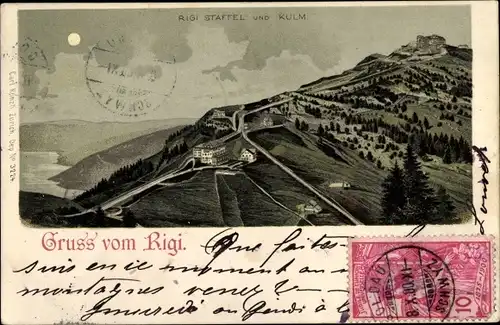 Mondschein Litho Rigi Kulm Kanton Schwyz, Rigi Staffel