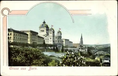 Ak Bern, Blick auf den Ort, Schloss, Brücke, Kirche