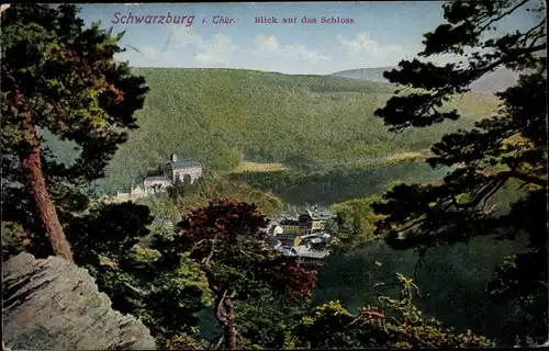 Ak Schwarzburg in Thüringen, Schloss, Panorama