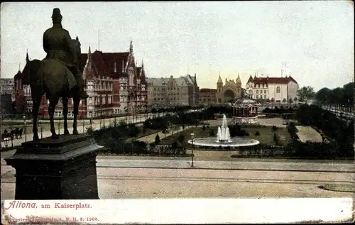 Ak Hamburg Altona, Kaiserplatz, Denkmal