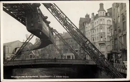 Ak Elberfeld Wuppertal, Schwebebahn, Isländer Brücke