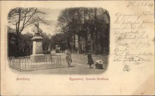 Ak Hamburg Nord Eppendorf, Heineke-Denkmal