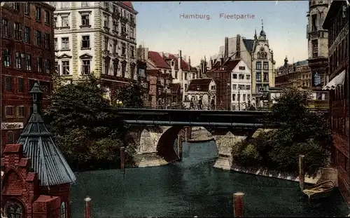 Ak Hamburg Mitte Altstadt, Fleet, Brücke