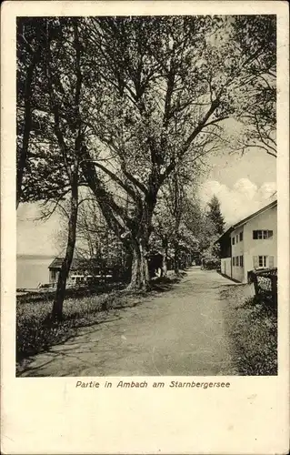 Ak Ambach am Starnberger See Münsing Oberbayern, Uferweg
