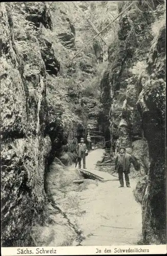 Ak Hohnstein Sächsische Schweiz, Schwedenlöcher