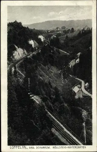 Ak Hinterzarten im Schwarzwald, Löffeltal, Höllsteig, Bahnstrecke
