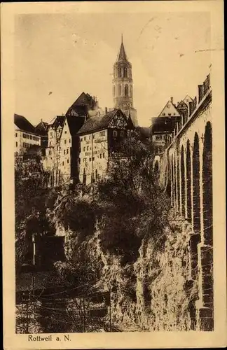 Ak Rottweil am Neckar, Teilansicht, Brücke