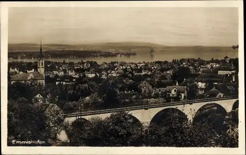 Ak Emmishofen Kanton Thurgau, Panorama, Brücke, Kirche