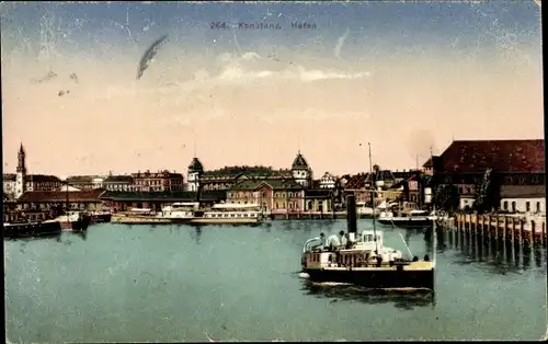 Ak Konstanz am Bodensee, Ortsansicht, Hafen, Dampfer