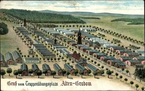 Litho Altengrabow Möckern, Truppenübungsplatz, Vogelschau