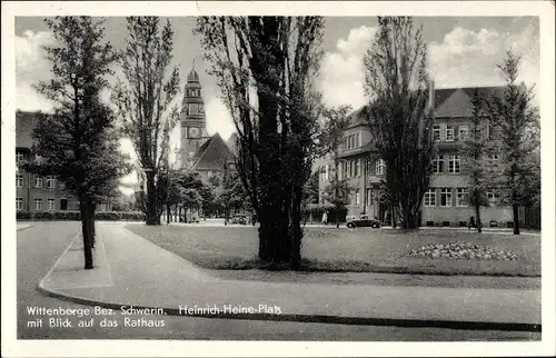 Ak Wittenberge an der Elbe Prignitz, Rathaus, Heinrich-Heine-Platz