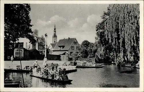 Ak Lübbenau im Spreewald, Kahnanlegestelle