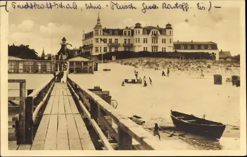 Ak Ostseebad Zinnowitz auf Usedom, Steg, Strand