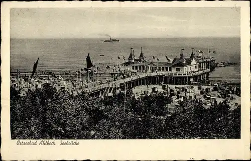 Ak Ostseebad Ahlbeck Heringsdorf Usedom, Seebrücke, Dampfer