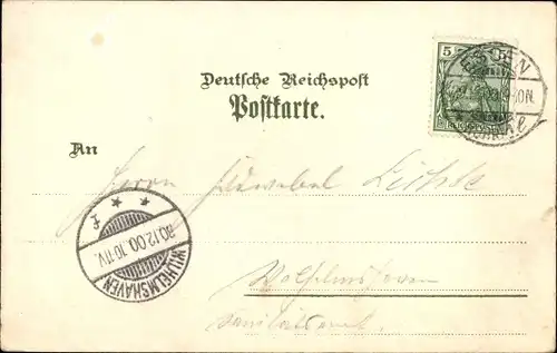 Litho Essen im Ruhrgebiet, Denkmal Kaiser Wilhelm I., Totale der Stadt