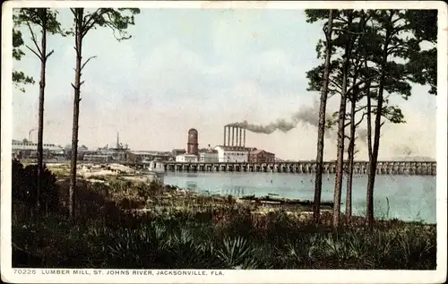 Ak Jacksonville Fla. USA, Lumber Mill, St. Johns River