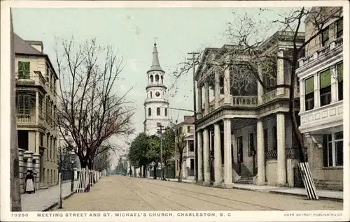 Ak Charleston South Carolina Vereinigte Staaten, Meeting Street, St. Michael's Church