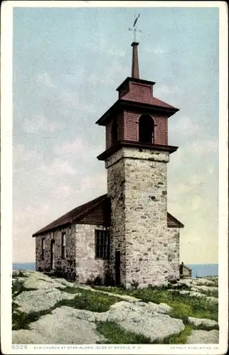Ak New Hampshire USA, Isles of Shoals, alte Kirche auf Star Island