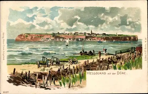 Künstler Ak Nordseeinsel Helgoland, Gesamtansicht, Düne