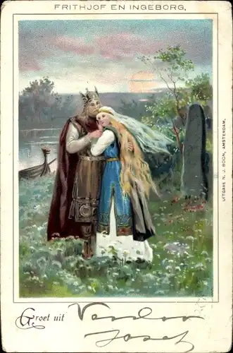 Litho Frithjofssage, Frithjof und Ingeborg, Liebe, Nordische Sage