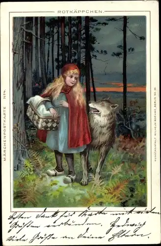 Litho Märchen, Rotkäppchen und der böse Wolf, Gebrüder Grimm