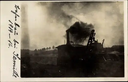 Foto Ak Semide Ardennes, Baustelle 1914-1916, Baumaschinen