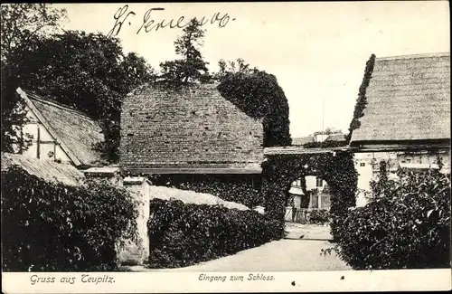 Ak Teupitz Brandenburg, Eingang zum Schloss