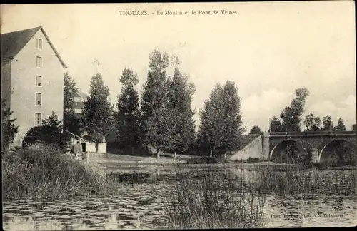 Ak Thouars Deux Sèvres, Le Moulin et le Pont de Vrines