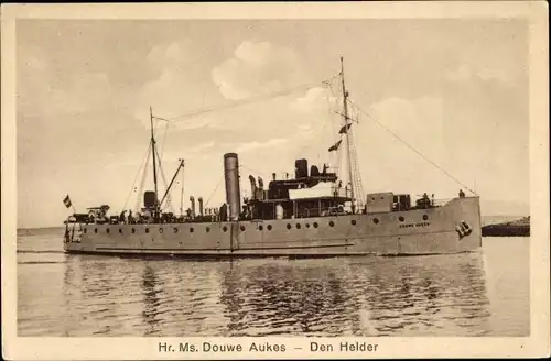 Ak Den Helder Nordholland Niederlande, Niederländisches Kriegsschiff, Hr.Ms. Douwe Aukes