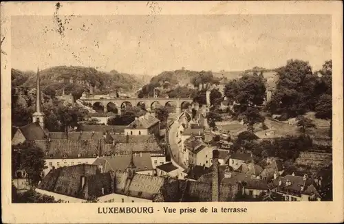 Ak Luxembourg Luxemburg, Blick von der Terrasse
