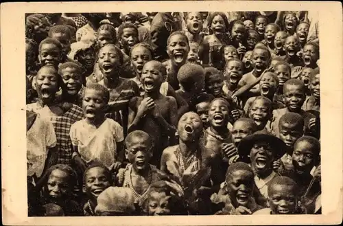 Ak Französisch Kongo, afrikanische Kinder singen die Marseillaise