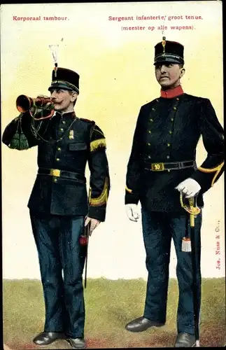 Ak Niederländische Soldaten in Uniformen, Trompete