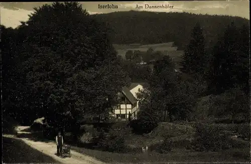 Ak Iserlohn im Märkischen Kreis, Partie am Dannenhöfer, Mann mit Kinderwagen