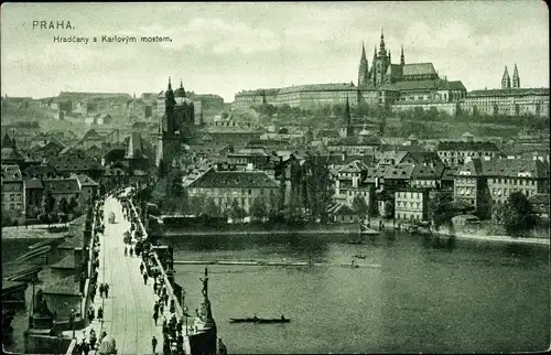 Ak Praha Prag Tschechien, Hradčany Hradschin, Karlsbrücke