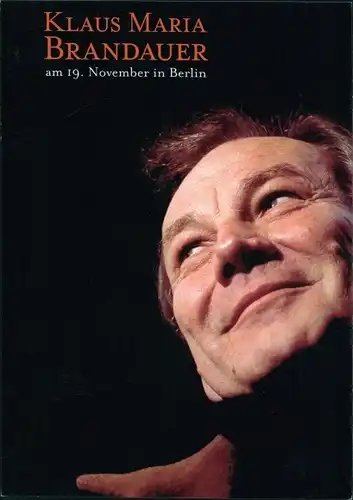 Ak Schauspieler Klaus Maria Brandauer, Lesung am 19. November in Berlin