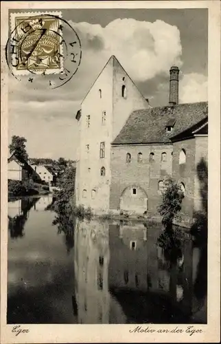 Ak Cheb Eger Region Karlsbad, Motiv an der Eger, Burg