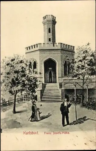 Ak Karlovy Vary Karlsbad Stadt, Franz Josefs Höhe, Aussichtsturm
