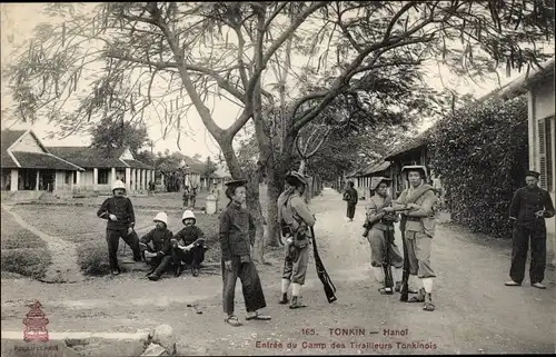 Ak Hanoi Tonkin Vietnam, Eingang zum Tonkinese Tirailleurs Camp