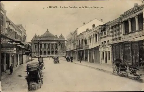 Ak Hanoi Tonkin Vietnam, Rue Paul Bert, Theatre Municipal