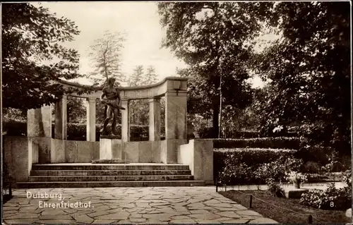 Ak Duisburg im Ruhrgebiet, Ehrenfriedhof, Denkmal