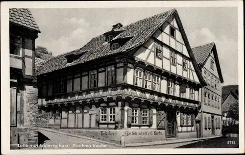 Ak Stolberg im Harz, Gasthaus Kupfer, Fleischerei, Fachwerkhaus