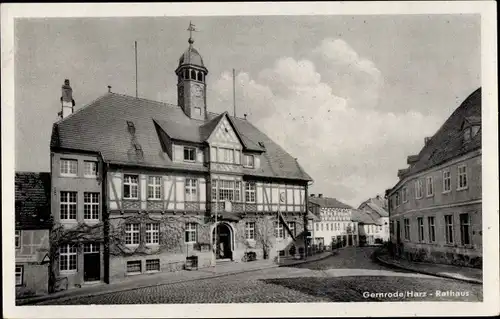 Ak Gernrode Quedlinburg am Harz, Rathaus am Marktplatz